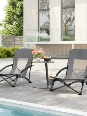 WOLTU Chaise de camping en plein air Chaise de plage pliante portable avec accoudoirs et porte-boissons Chaise de pêche légère avec sac de transport